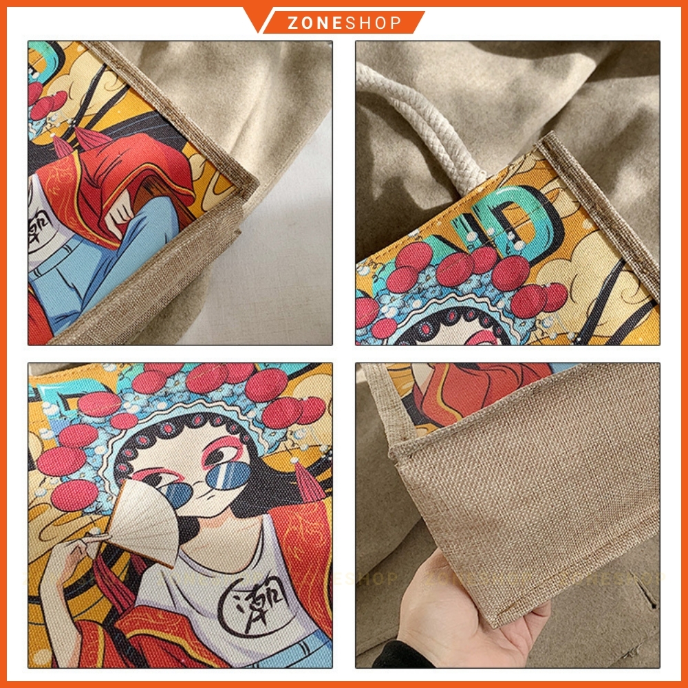 Túi cói mini hàng loại 1 GIÁ SỈ, có dây kéo, móc xách chắc chắn, nhiều mẫu mã, hoạ tiết [ZONESHOP]