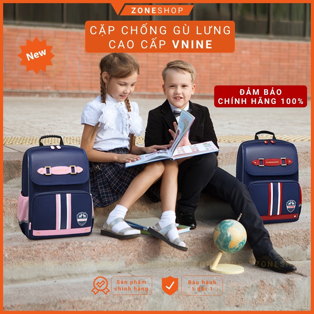 Cặp chống gù lưng, Balo học sinh chống gù VNINE Hong Kong chính hãng, chống thấm nước, học lớp 1-5 ZONESHOP