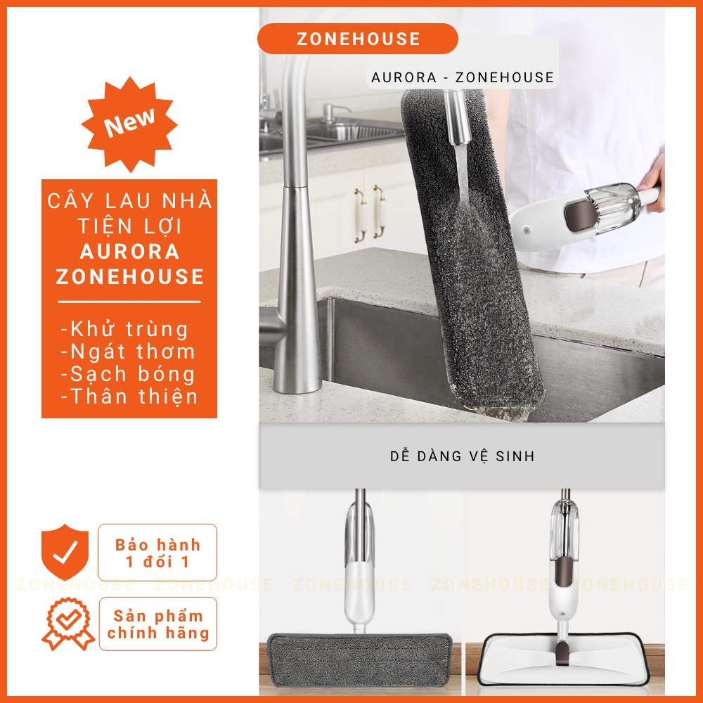Cây Lau Nhà Xịt Nước Dạng Đứng Aurora ZoneHouse, Cây Lau Nhà Thông Minh, Cao Cấp, Tiện Lợi [Hàng Chính Hãng] ZONESHOP