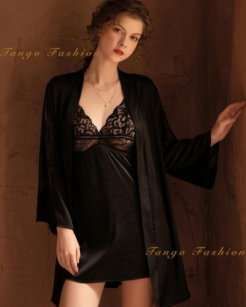 Áo choàng ngủ, Đầm ngủ lụa latin CAO CẤP phối ren quyến rủ, đồ mặc nhà gợi cảm [TANGO FASHION]