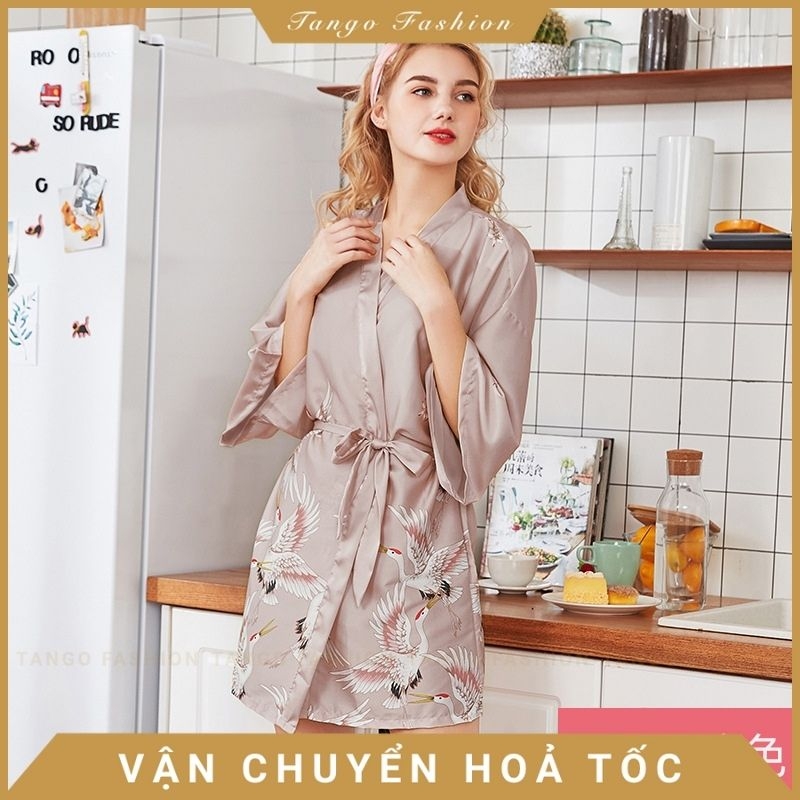 Áo choàng ngủ - lụa satin cao cấp, váy ngủ sexy, đầm mặc nhà gợi cảm quyến rũ + tặng bộ đồ lót siêu thấu [TANGO FASHION]