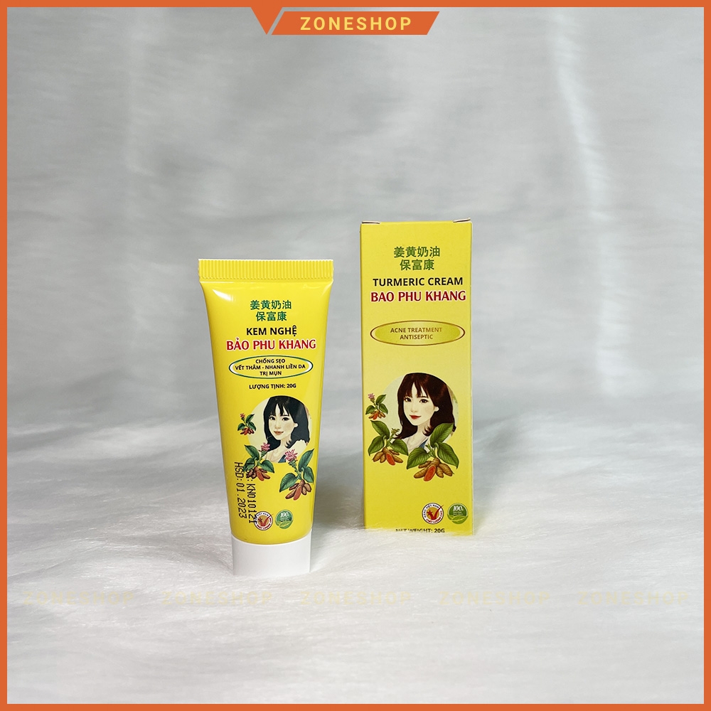 Kem nghệ giảm mụn, mịn da, trắng hồng - Kem Tinh Nghệ Bảo Phu Khang, ngừa mụn tự nhiên [ZONESHOP]