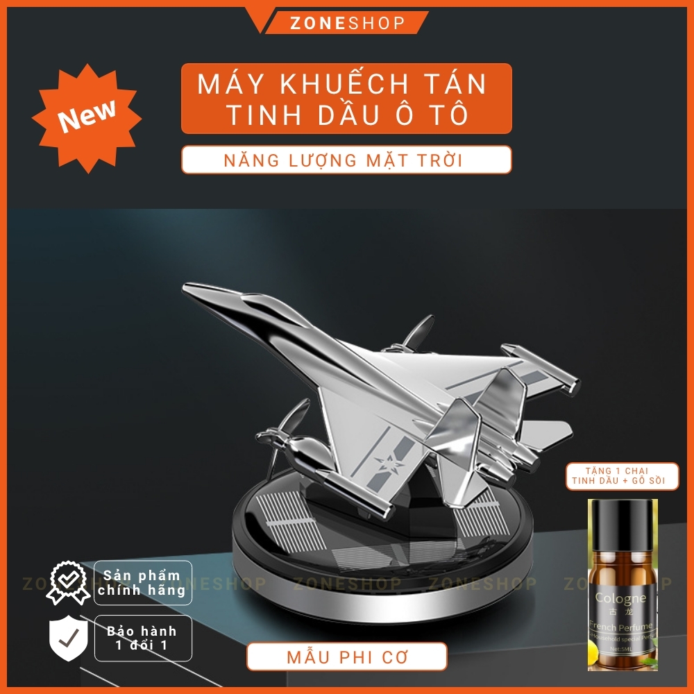 TINH DẦU Ô TÔ Năng Lượng Mặt Trời ZONEHOUSE hình Máy Bay Chiến Đấu, máy khuếch tán tặng kèm tinh dầu thơm [ZONESHOP]