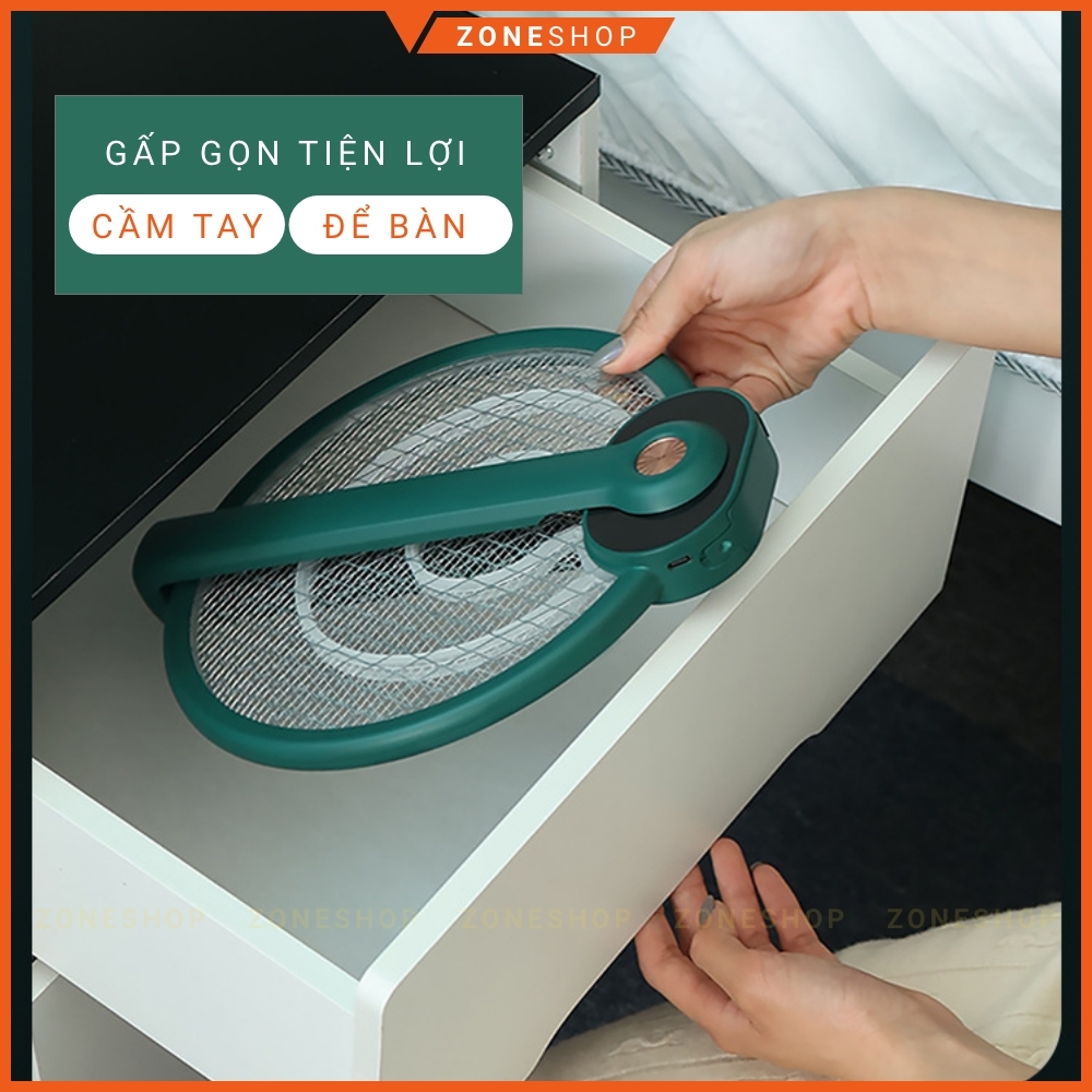 Vợt muỗi để bàn ZONEHOUSE tiện lợi, tự động kiêm đèn bắt muỗi 2 in 1, sạc tích điện, đèn bắt muỗi thông minh  [ZONESHOP]