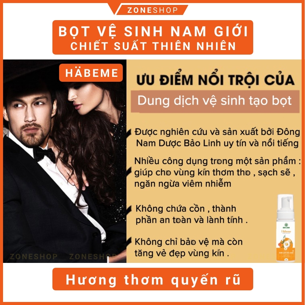Bọt vệ sinh nam giới Habeme - Dung dịch vệ sinh nam tạo bọt 100ml, hương tự nhiên, chiết xuất thiên nhiên [ZONESHOP]