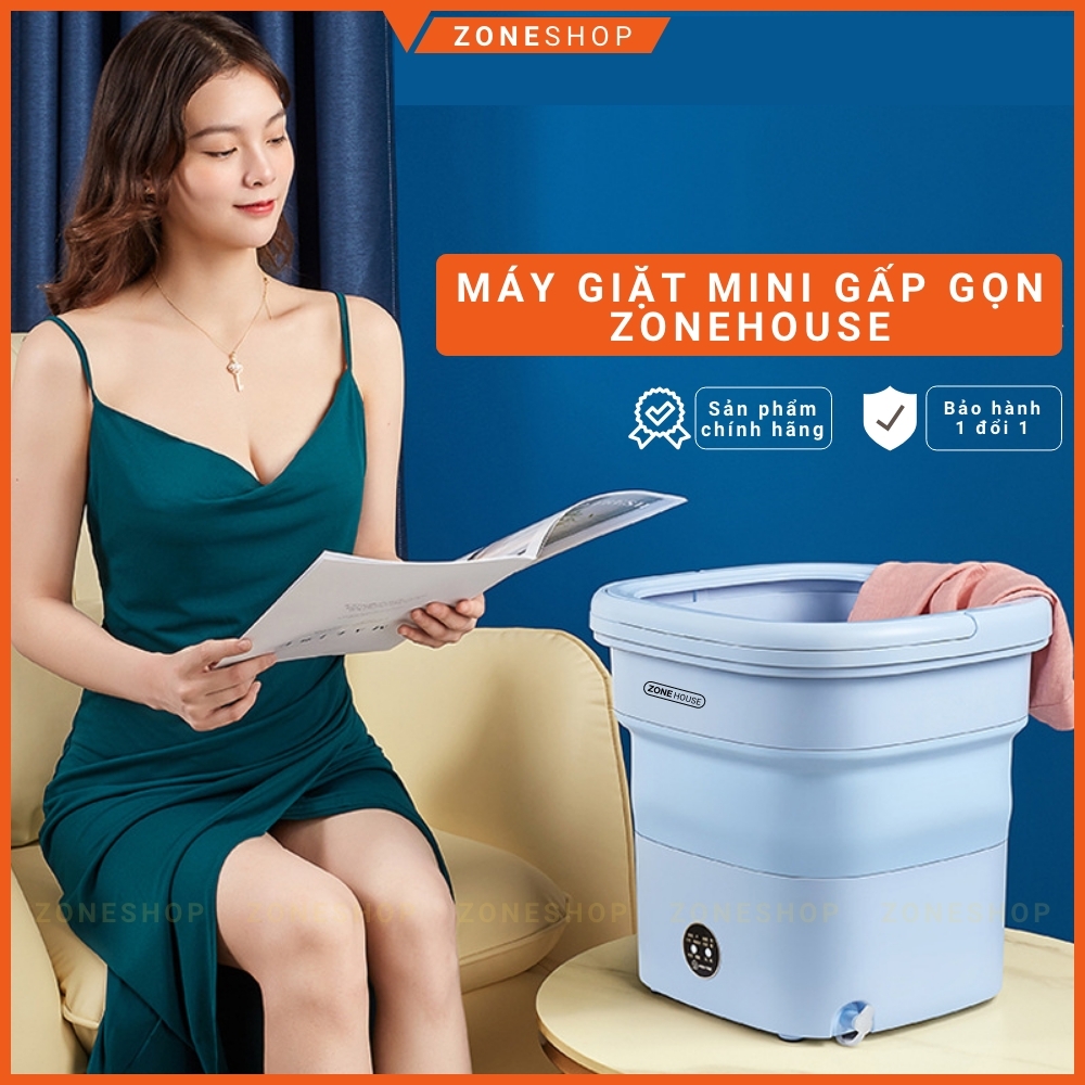 Máy giặt mini gấp gọn ZoneHouse Yangzi chính hãng, gấp gọn thông minh, vắt khô và khử trùng UV, CN Blue Ag [ZONESHOP]