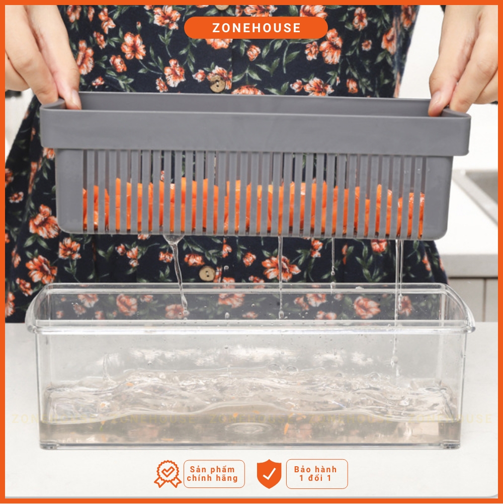 Hộp Cắt Rau Củ Trái Cây ZONEHOUSE, Kèm Lưỡi Dao Nạo Đa Năng, Bộ Cắt Thái Bào Sợi Củ Quả Hạt giá sỉ cực rẻ