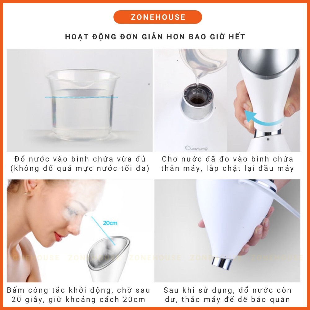 [CAO CẤP] Máy xông hơi mặt CUORUNG - ZONEHOUSE, máy xông hơi massage mặt cao cấp chính hãng Cuorung