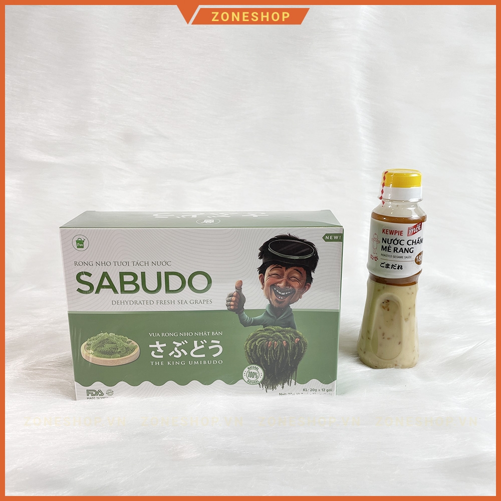 [CHÍNH HÃNG] COMBO 1 Hộp Rong nho tách nước SABUDO và 1 Chai xốt mè rang, vua rong nho Nhật Bản, rong nho Sabudo
