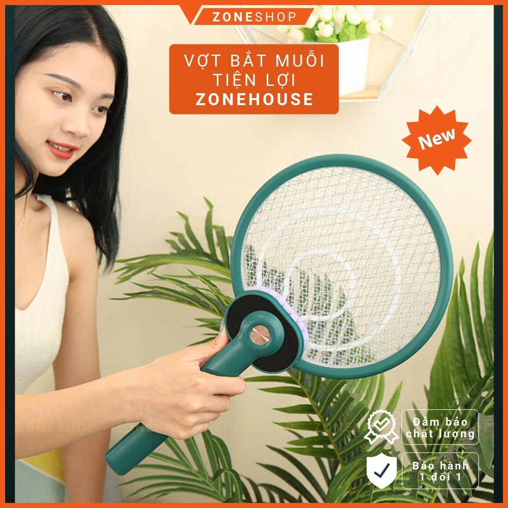 Vợt muỗi để bàn ZONEHOUSE tiện lợi, tự động kiêm đèn bắt muỗi 2 in 1, sạc tích điện, đèn bắt muỗi thông minh  [ZONESHOP]