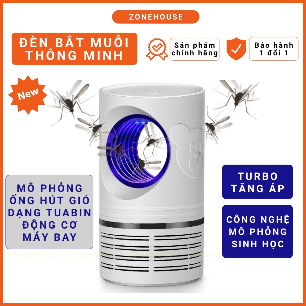 Đèn bắt muỗi thông minh ZONEHOUSE, trang trí để bàn, làm đèn ngủ, hiệu quả cao, quạt hút kiểu quạt máy bay