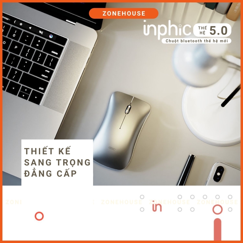 Chuột Bluetooth Wifi INPHIC PM9BS Chính hãng, Phong Cách Macbook, Có Thể Sạc Lại, 3 chế độ BT5.0/3.0+2.4Ghz - ZONESHOP