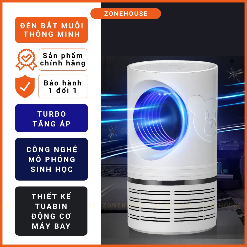 Đèn bắt muỗi thông minh ZONEHOUSE, trang trí để bàn, làm đèn ngủ, hiệu quả cao, quạt hút kiểu quạt máy bay