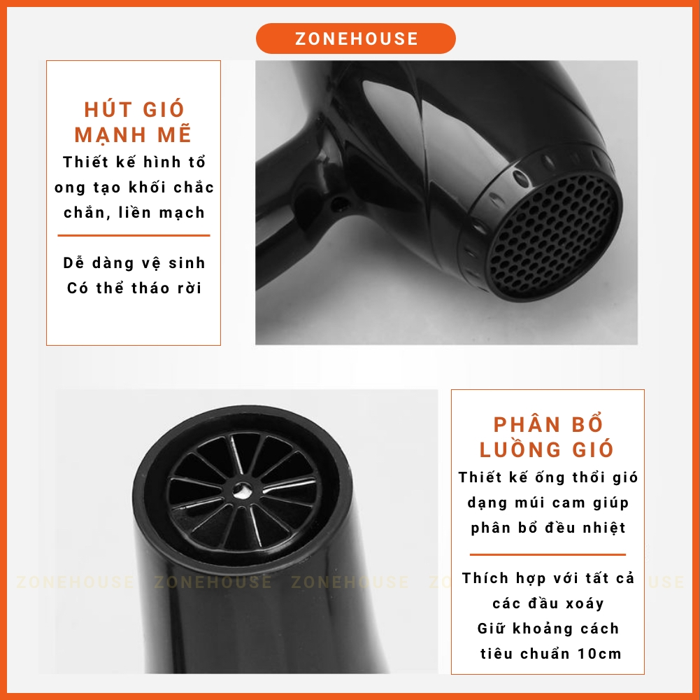 Máy Sấy Tóc Deliya - ZoneHouse, Công Suất Lớn 2200W Tặng Kèm 5 Phụ Kiện, máy sấy tạo kiểu tóc, bảo hành 1 đổi 1