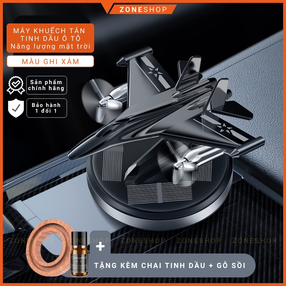 TINH DẦU Ô TÔ Năng Lượng Mặt Trời ZONEHOUSE hình Máy Bay Chiến Đấu, máy khuếch tán tặng kèm tinh dầu thơm [ZONESHOP]