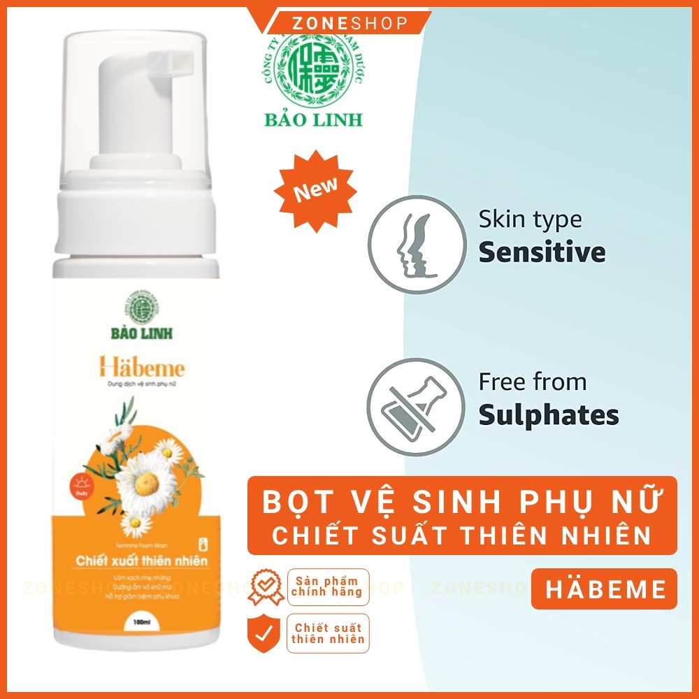 Bọt vệ sinh phụ nữ Habeme, dung dịch vệ sinh phụ nữ chiết xuất thiên nhiên, thương hiệu Habeme - Bảo Linh [ZONESHOP]