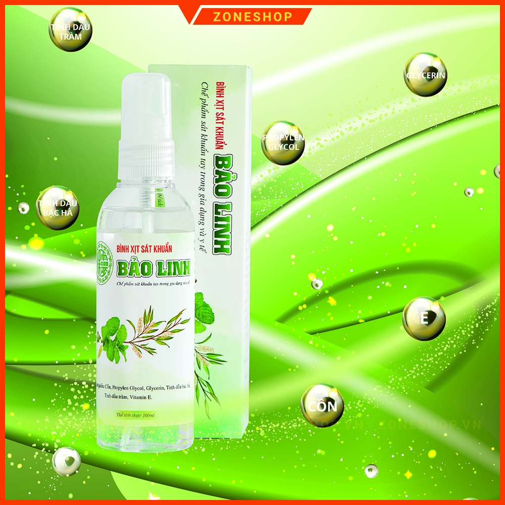 Bình Xịt Sát Khuẩn Tinh Dầu Bảo Linh 60ml - Hoàn toàn thiên nhiên, an toàn, tiện dụng [ZONESHOP]