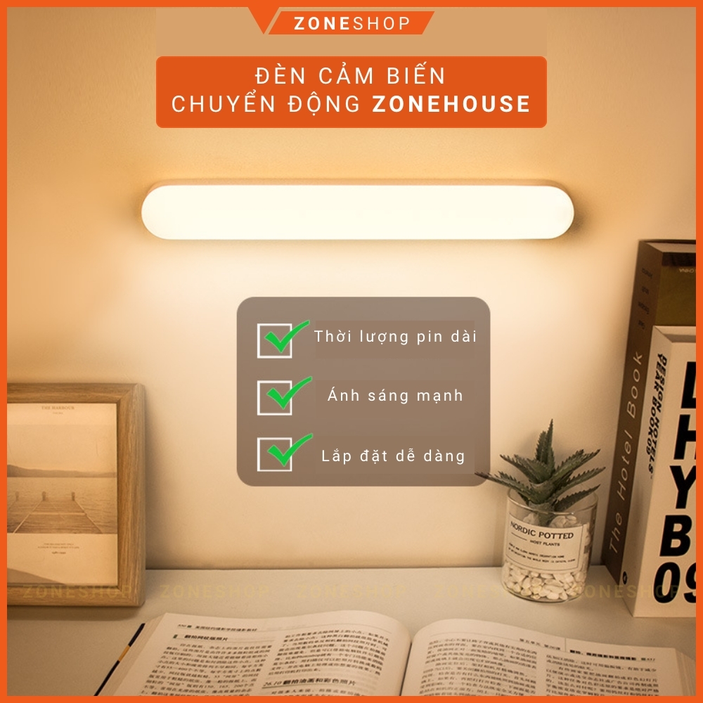 Đèn Led Cảm ứng Chuyển Động ZONEHOUSE Không Dây, Đèn cảm biến Thông Minh Gắn tủ quần áo, tủ bếp, Cầu Thang ZONESHOP