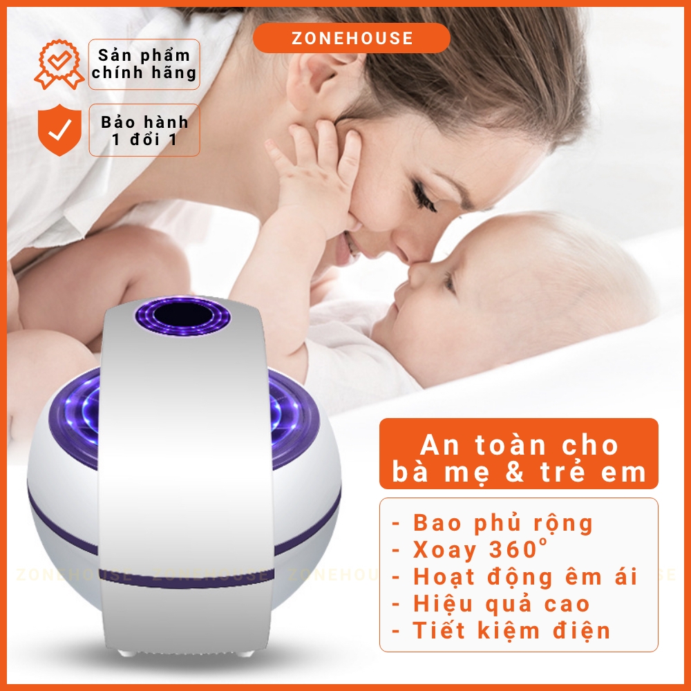 Đèn bắt muỗi hình quả cầu ZONEHOUSE, chất liệu cao cấp, xoay 360 độ, hiệu quả vượt trội, đèn bắt côn trùng