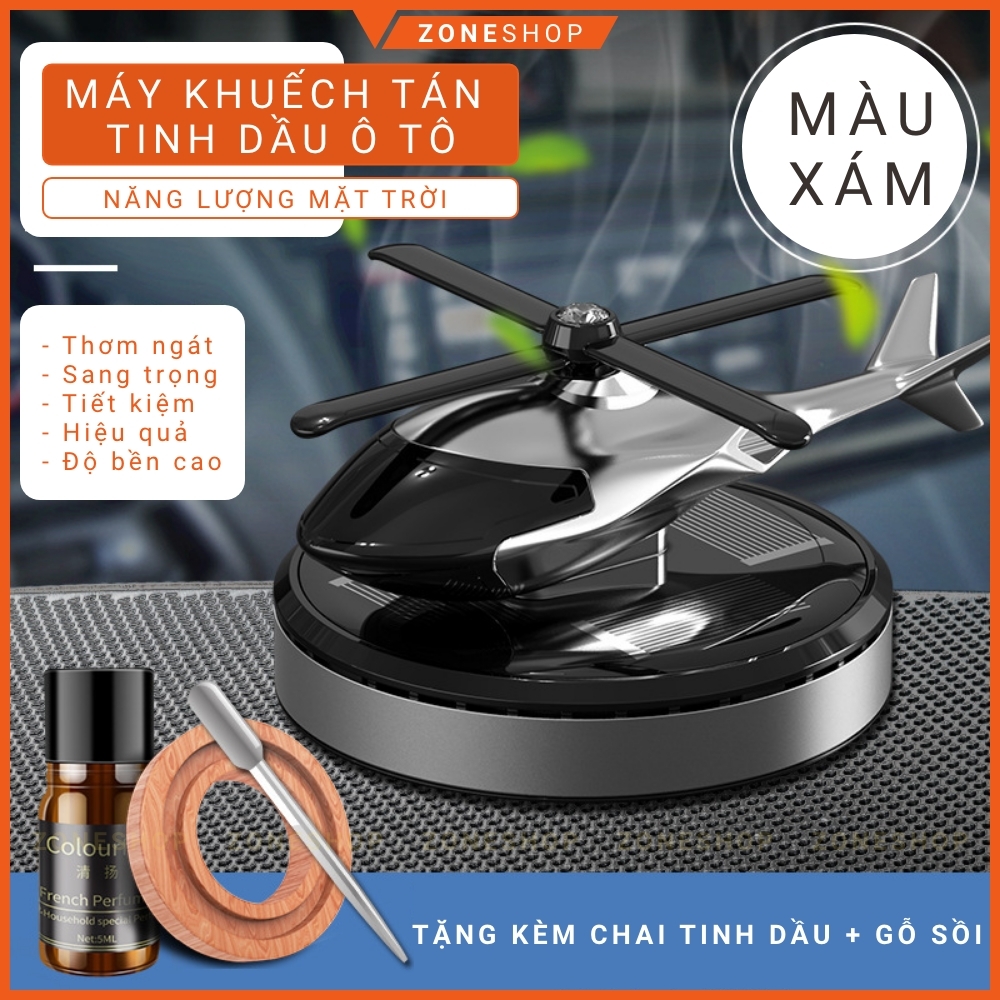 NƯỚC HOA Ô TÔ Năng Lượng Mặt Trời ZONEHOUSE hình Máy Bay Trực Thăng, Tặng Kèm Tinh Dầu Thơm [ZONESHOP]