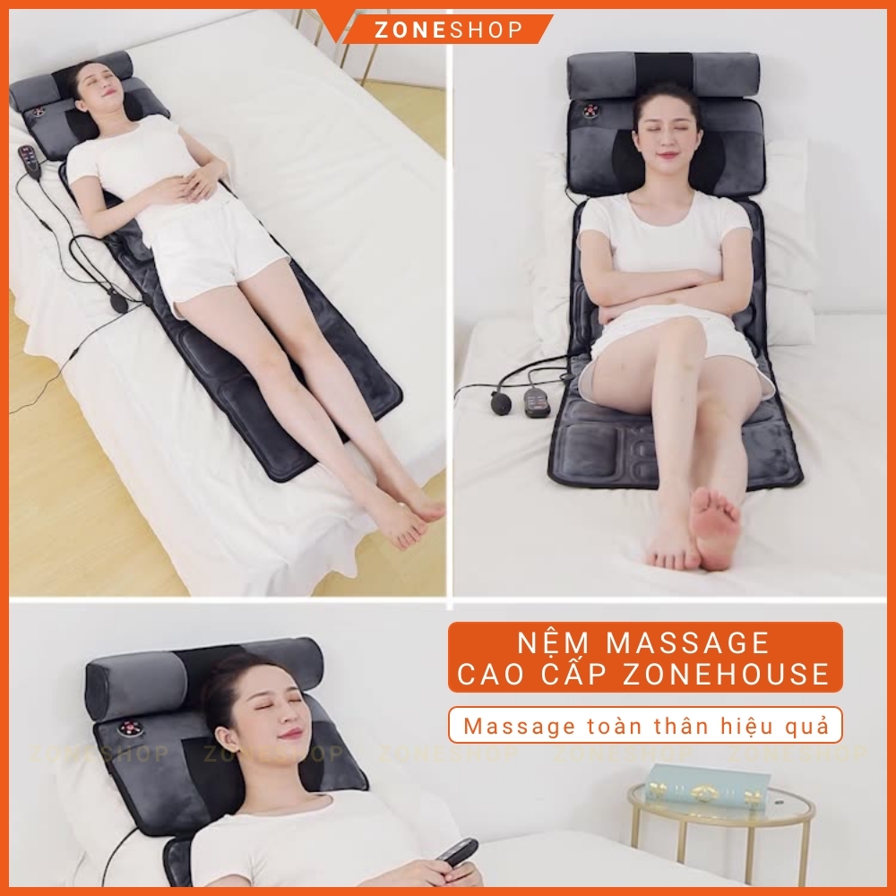 Nệm massage toàn thân công nghệ Nhật Bản ZONEHOUSE, đệm massage đa điểm toàn thân, đầu, vai, cổ, lưng, chân [ZONESHOP]
