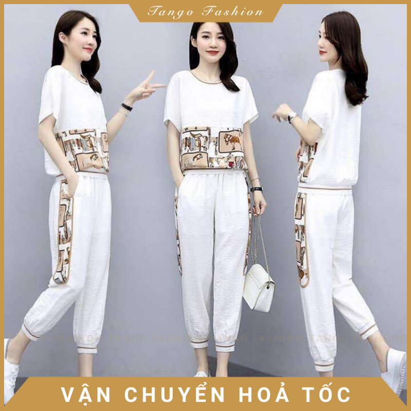 Đồ bộ mặc nhà nữ, Set bộ đi chơi, Đồ bộ thun thể thao hiện đại trẻ trung theo phong cách Hàn Quốc [TANGO FASHION]