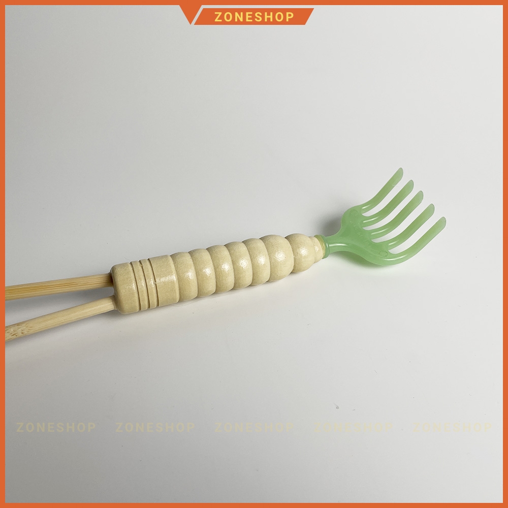 Cây gậy đấm lưng gỗ, kèm đầu gãi lưng ZONESHOP, dụng cụ massage lưng, hàng thủ công mỹ nghệ đầu thú tròn