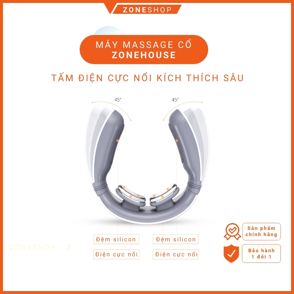 Máy massage cổ xung điện ZONEHOUSE, 2 đầu tiếp xúc công nghệ Nhật Bản, 9 chế độ massage, nhỏ gọn tiện lợi [ZONESHOP]