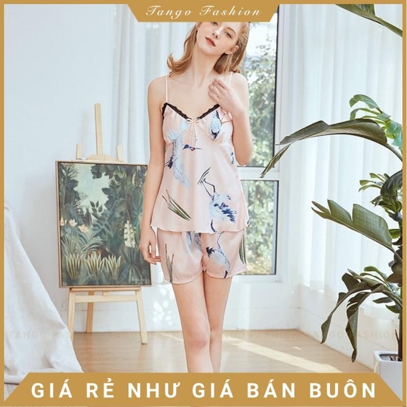 Đồ mặc nhà nữ, bộ lụa 2 dây mền mát, đồ ngủ dễ thương [TANGO FASHION]