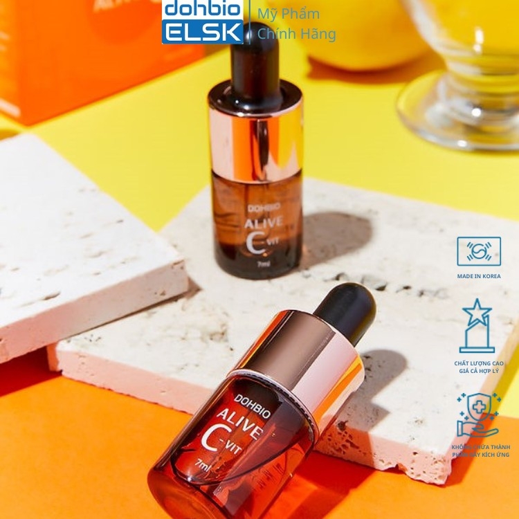 Serum Vitamin C Dohibio Elsk, tinh chất C làm đẹp da, nhập khẩu Hàn Quốc, bộ sản phẩm 2 chai