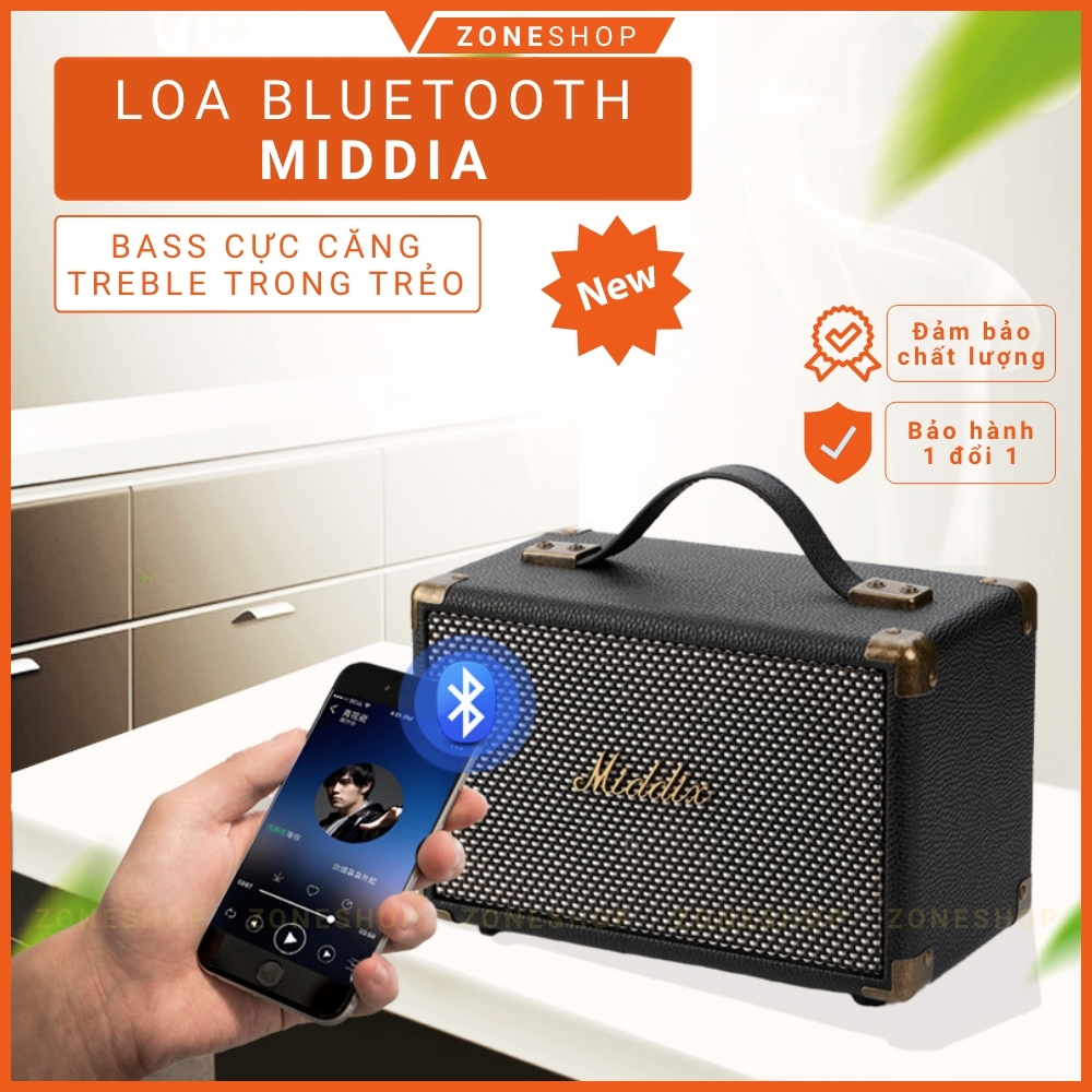 Loa Bluetooth MIDDIA Âm Thanh Sống Động Thiết Kế Bọc Da Kiểu Dáng Phong Cách ZONESHOP