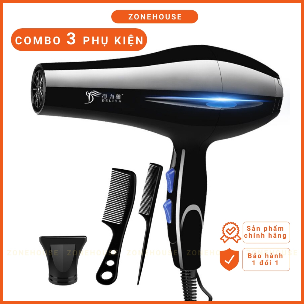 Máy Sấy Tóc Deliya - ZoneHouse, Tặng Kèm 6 Phụ Kiện, máy sấy tạo kiểu tóc chuyên nghiệp, bảo hành 1 đổi 1