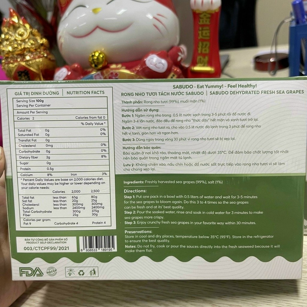 [CHÍNH HÃNG] COMBO 1 Hộp Rong nho tách nước SABUDO và 1 Chai xốt mè rang, vua rong nho Nhật Bản, rong nho Sabudo