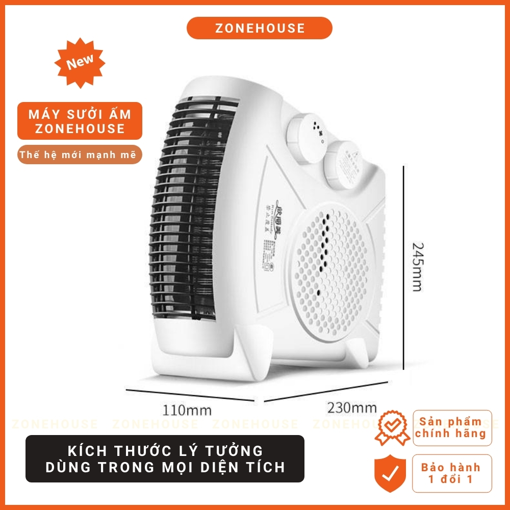 Quạt sưởi ấm ZoneHouse - HinBeauty, làm ấm nhanh, chống giật, chống bỏng, máy sưởi ấm mini cao cấp, chuyên dụng tắm bé