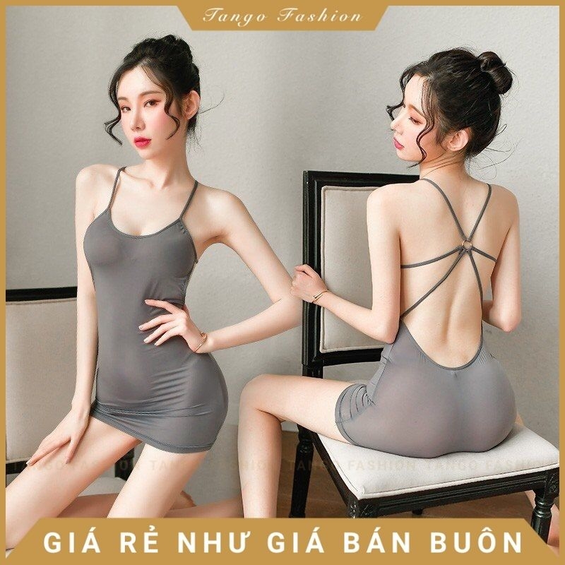 Váy ngủ sexy, Đầm ngủ body ngợi cảm co giãn 4 chiều hở lưng cách điệu, váy thun nữ mặc nhà [TANGO FASHION]