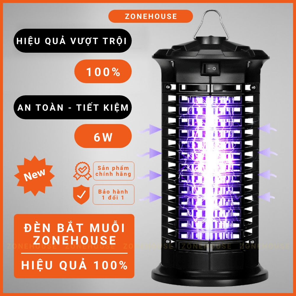 Đèn Bắt Muỗi Cao Cấp ZONEHOUSE - Máy bắt muỗi thông minh, cam kết hiệu quả - Đèn LED 11W Công Suất Cao Ánh Sáng Tím Nano