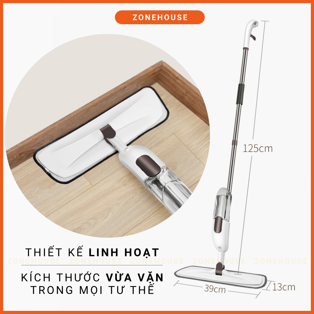 Cây Lau Nhà Xịt Nước Dạng Đứng Aurora ZoneHouse, Cây Lau Nhà Thông Minh, Cao Cấp, Tiện Lợi [Hàng Chính Hãng] ZONESHOP