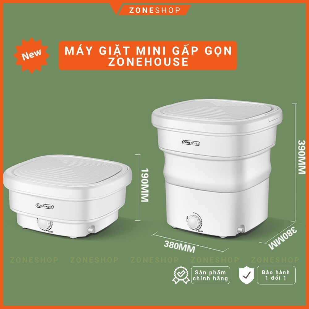 Máy giặt mini gấp gọn ZoneHouse Yangzi chính hãng, gấp gọn thông minh, vắt khô và khử trùng UV, CN Blue Ag [ZONESHOP]