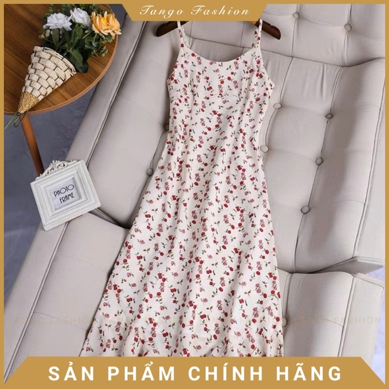 Váy hai dây nữ hoa nhí hàng quảng châu, chất thun co giãn 4 chiều, kiểu dáng suông dễ thương [TANGO SHOP]