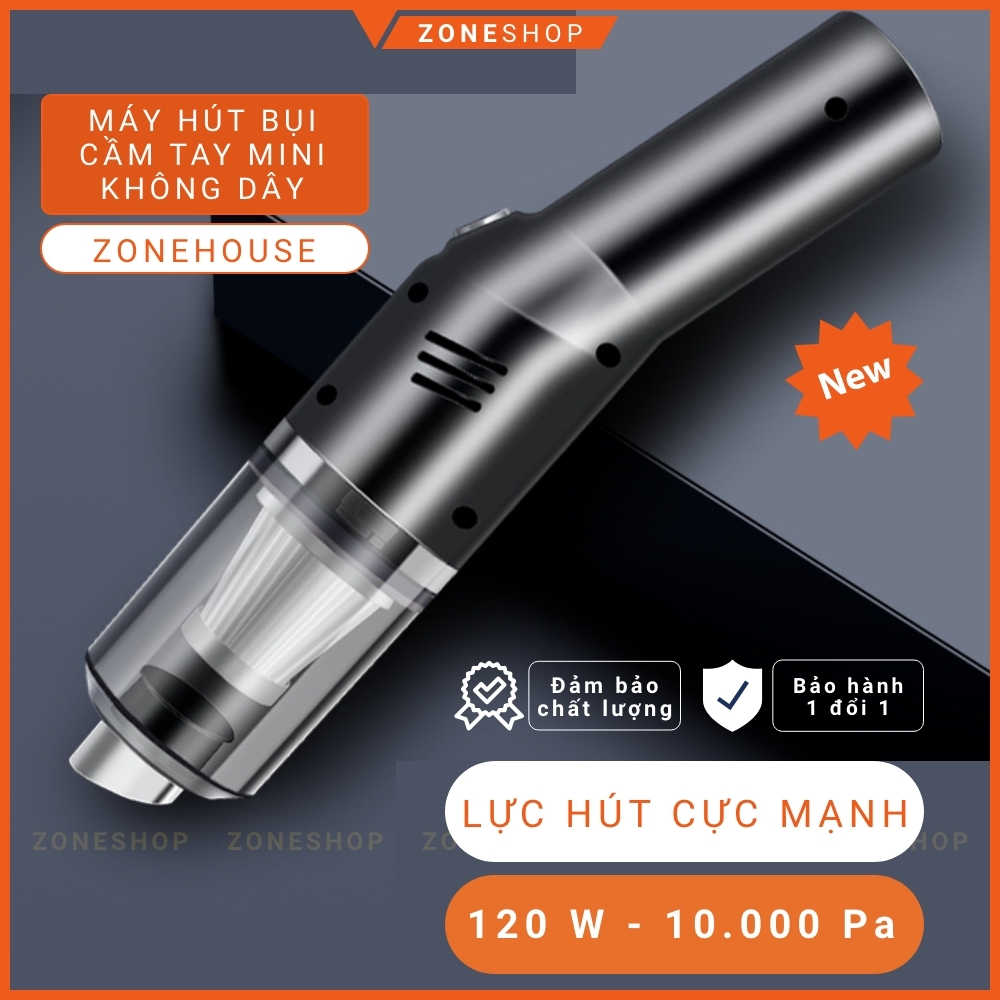 Máy hút bụi cầm tay mini ZONEHOUSE, sạc không dây đa năng lực hút siêu mạnh sử dụng hút bụi ô tô, bụi giường [ZONESHOP]