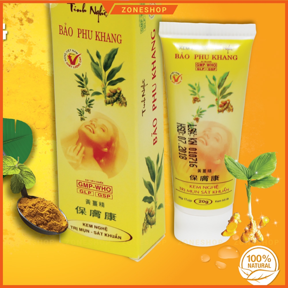 Kem nghệ giảm mụn, mịn da, trắng hồng - Kem Tinh Nghệ Bảo Phu Khang, ngừa mụn tự nhiên [ZONESHOP]