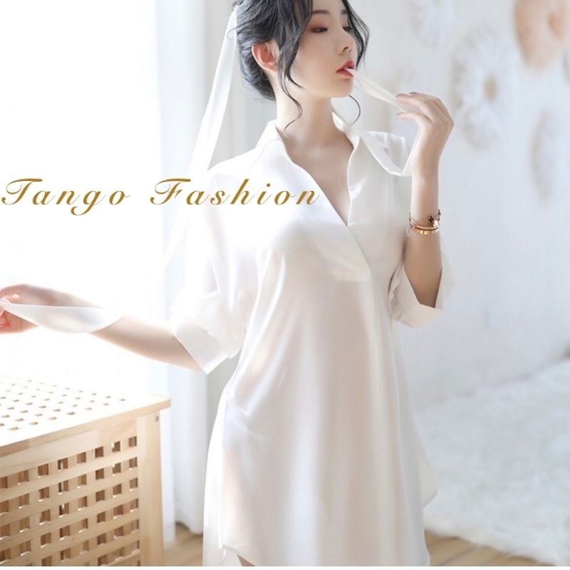 [Chất Đẹp - Form Chuẩn] Áo sơ mi ngủ nữ cao cấp - váy ngủ đẹp dài quyến rũ, đồ mặc nhà gợi cảm [TANGO FASHION]