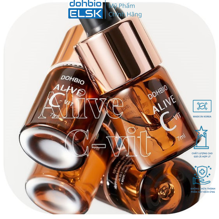 Serum Vitamin C Dohibio Elsk, tinh chất C làm đẹp da, nhập khẩu Hàn Quốc, bộ sản phẩm 2 chai
