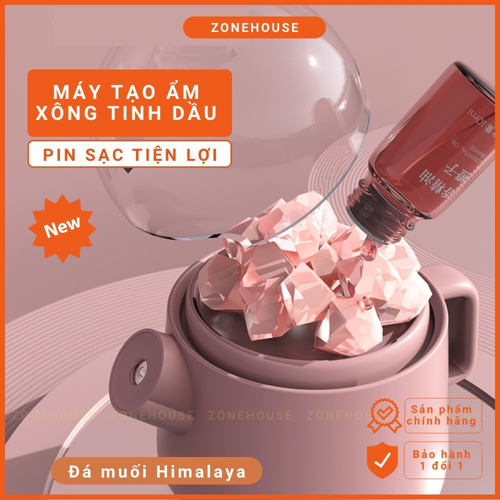 Máy xông tinh dầu bình nước đá muối Himalaya ZONEHOUSE New, đá muối tự nhiên, đèn xông tinh dầu văn phòng [ZONESHOP]
