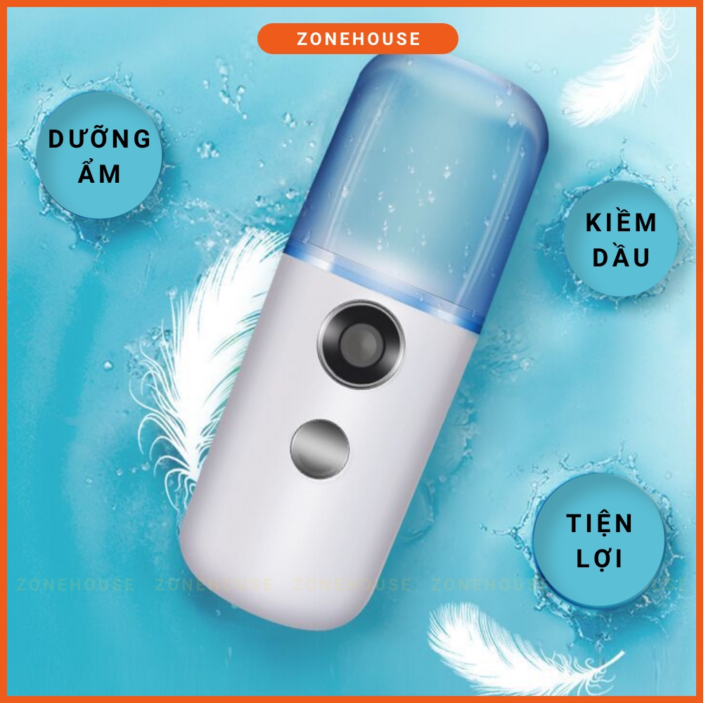Máy Xịt Khoáng Phun Sương Tạo Ẩm Nano Mini Cầm Tay ZONEHOUSE, Chăm Sóc Da, tạo ẩm cho da, chính hãng