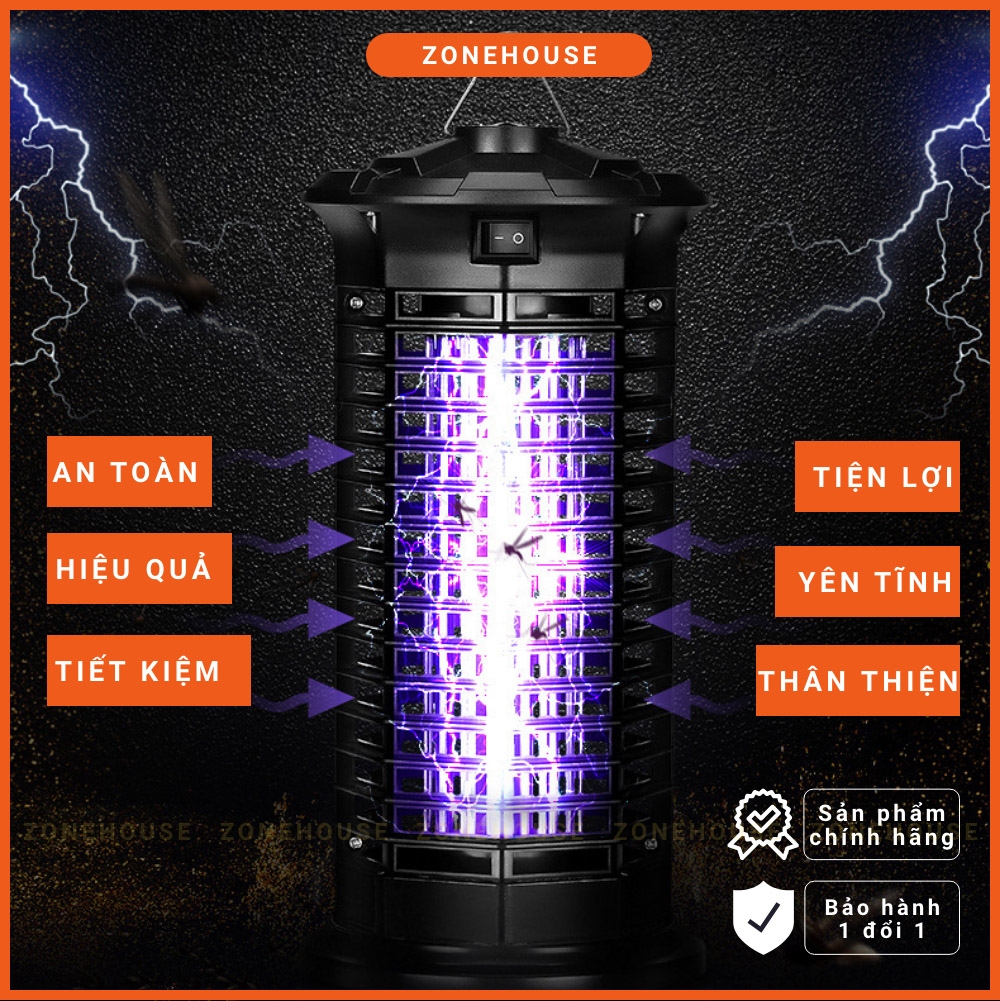 Đèn Bắt Muỗi Cao Cấp ZONEHOUSE - Máy bắt muỗi thông minh, cam kết hiệu quả - Đèn LED 11W Công Suất Cao Ánh Sáng Tím Nano