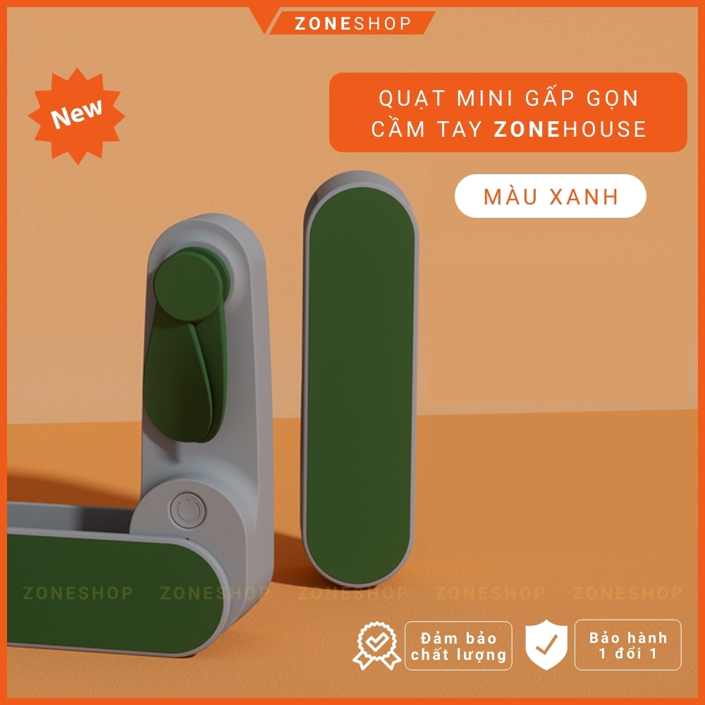 Quạt mini cầm tay gấp gọn sạc pin Xiaomi - ZoneHouse, 2 tốc độ gió, cổng USB, quạt cầm tay và để bàn tiện lợi [ZONESHOP]