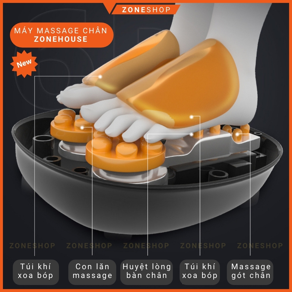 Máy massage chân bấm huyệt Xiaomi ZoneHouse, massage khô đa điểm, chườm nóng, túi khí xoa bóp chân - ZONESHOP