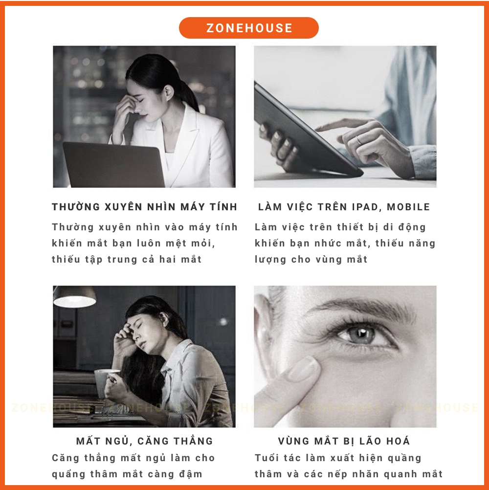 Máy massage mắt ZONEHOUSE chống lão hóa mờ quầng thâm, giảm bọng mắt, cải thiện vùng da quanh mắt