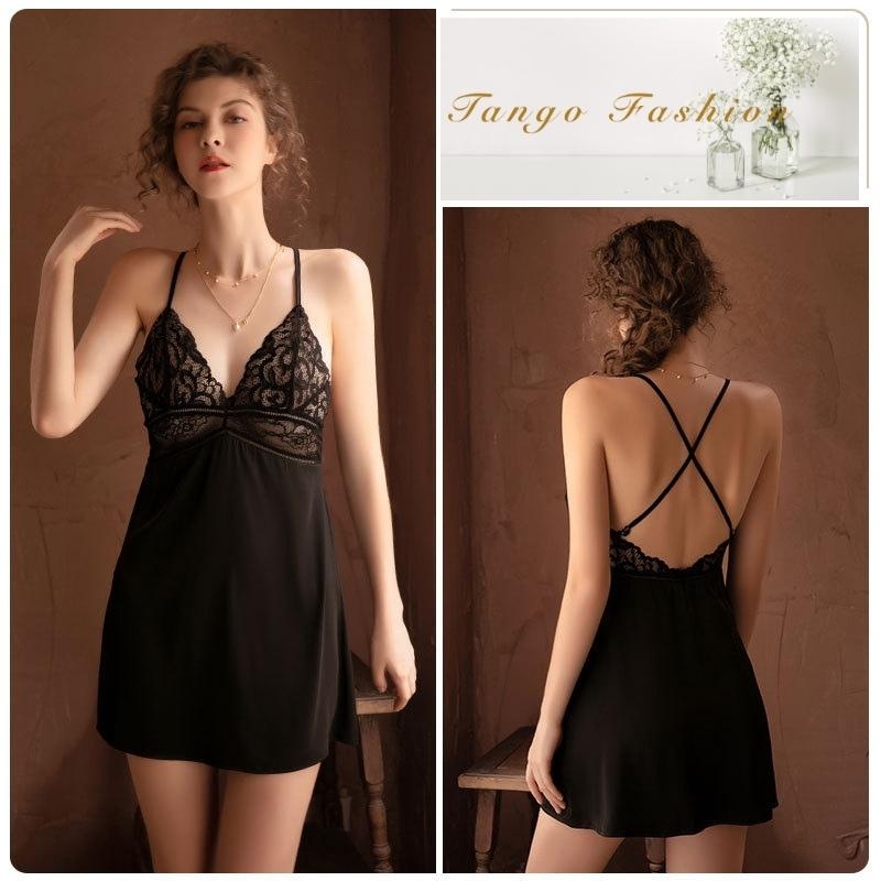 Đồ ngủ sexy gợi cảm, Đầm lụa satin CAO CẤP phối ren thiết kế hở lưng quyến rủ, nhiều size nhiều màu [TANGO FASHION]